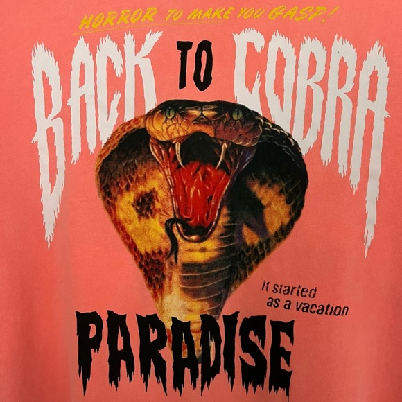 Neon peach/orange snake (cobra) t shirt. Size XS made in turkey. 100% cotton - Picture 5 of 10